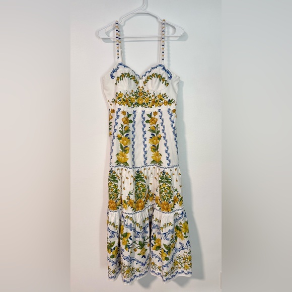 Farm Rio Off White Sicily Cotton Midi Dress - Picture 4 of 8